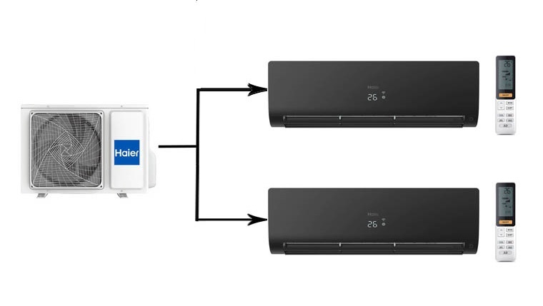 Мульти сплит-система на 2 комнаты Haier Flexis Super Match 2U50S2SM1FA-3/AS25S2SF2FA-B/AS35S2SF2FA-B
