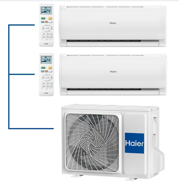 Мульти сплит-система на 2 комнаты Haier LEADER Super Match 2U50S2SM1FA-3/AS09TS6HRA-M*2шт