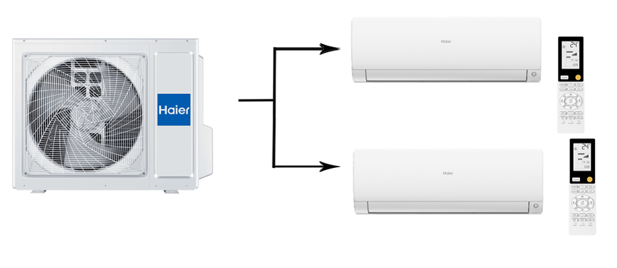 Мульти сплит-система на 2 комнаты Haier Leader Super Match 2U50S2SM1FA-3/AS25S2SF2FA-W/AS50S2SF2FA-W