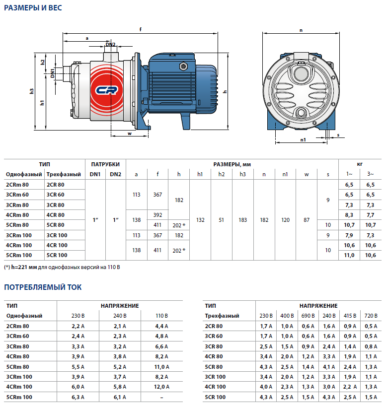Поверхностный многоступенчатый насос Pedrollo 5CR 100-N