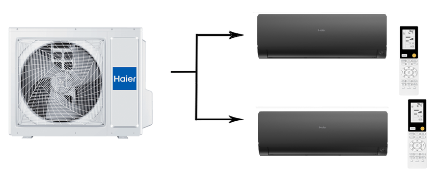 Мульти сплит-система на 2 комнаты Haier Leader Super Match 2U50S2SM1FA-3/AS35S2SF2FA-B*2шт