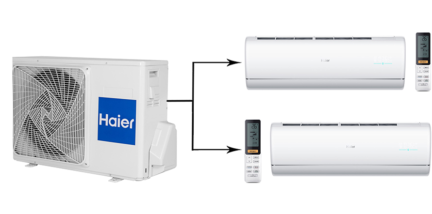Мульти сплит-система на 2 комнаты Haier Jade Super Match 2U50S2SM1FA-3/AS25S2SJ1FA-W/AS35S2SJ1FA-W