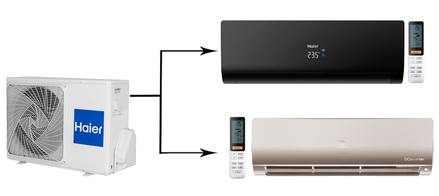 Мульти сплит-система на 2 комнаты Haier Flexis Super Match 2U40S2SM1FA/AS25S2SF1FA-G/AS25S2SF1FA-B