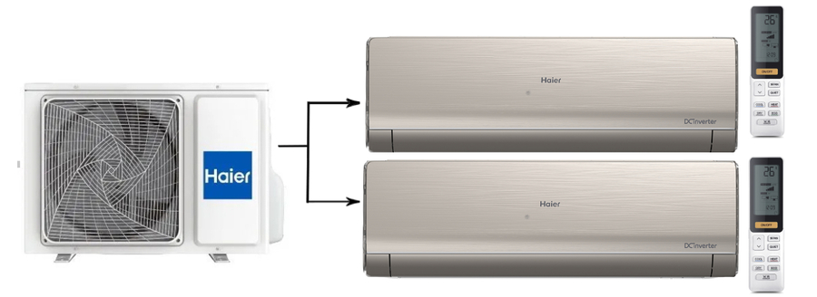 Мульти сплит-система на 2 комнаты Haier Lightera 2U40S2SM1FA/AS09NS6ERA-G*2шт
