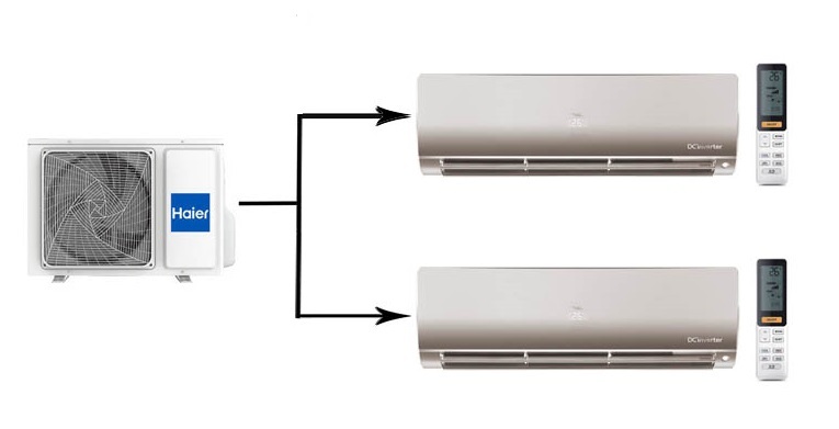 Мульти сплит-система на 2 комнаты Haier Flexis Super Match 2U50S2SM1FA-3/AS25S2SF2FA-G/AS35S2SF2FA-G