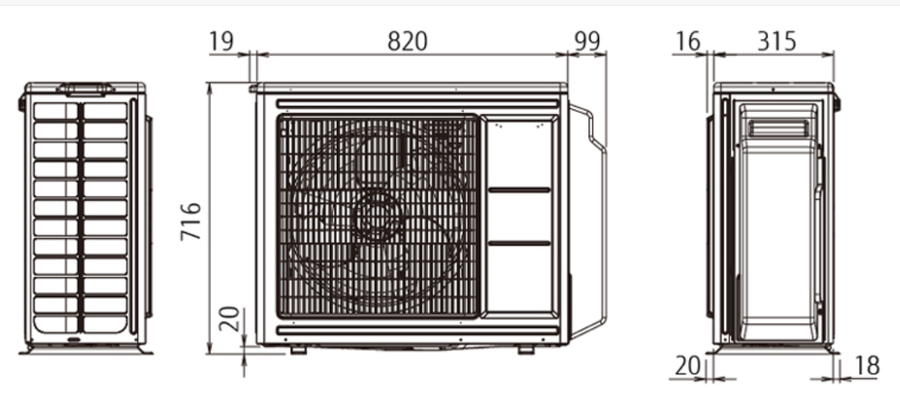 Внешний блок мульти сплит-системы на 3 комнаты Fujitsu Free match  AOYG24KBTA3