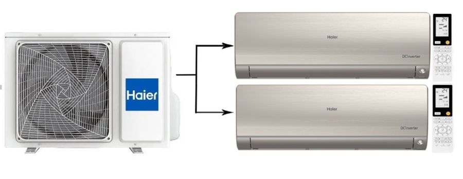 Мульти сплит-система на 2 комнаты Haier Flexis Super Match 2U40S2SM1FA/AS25S2SF2FA-G*2шт