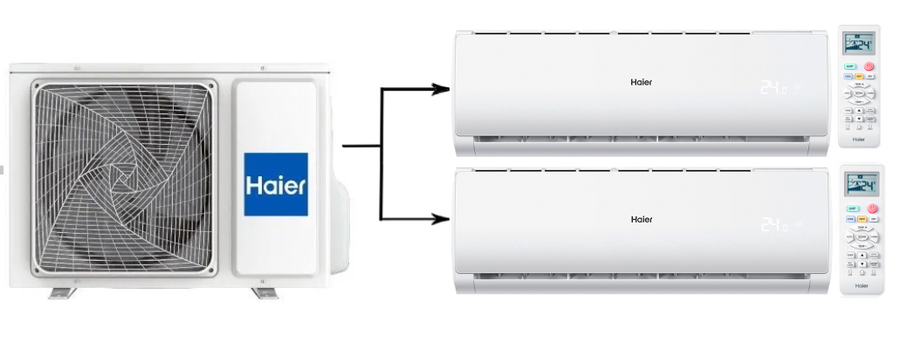 Мульти сплит-система на 2 комнаты Haier Leader Super Match 2U40S2SM1FA/AS07TS6HRA-M*2шт