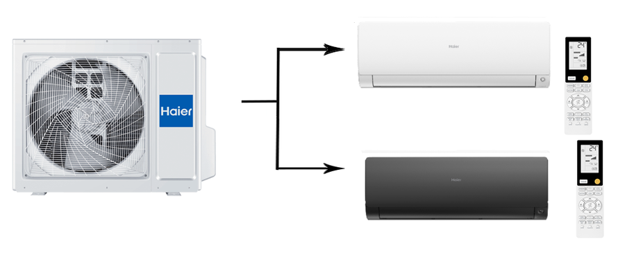 Мульти сплит-система на 2 комнаты Haier Leader Super Match 2U50S2SM1FA-3/AS35S2SF2FA-W/AS35S2SF2FA-B